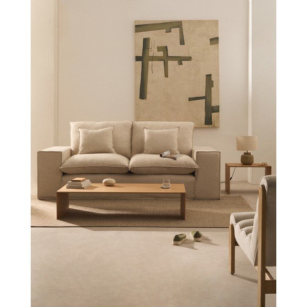 Bež lanena sofa 240 cm Anarela – Kave Home-image-1
