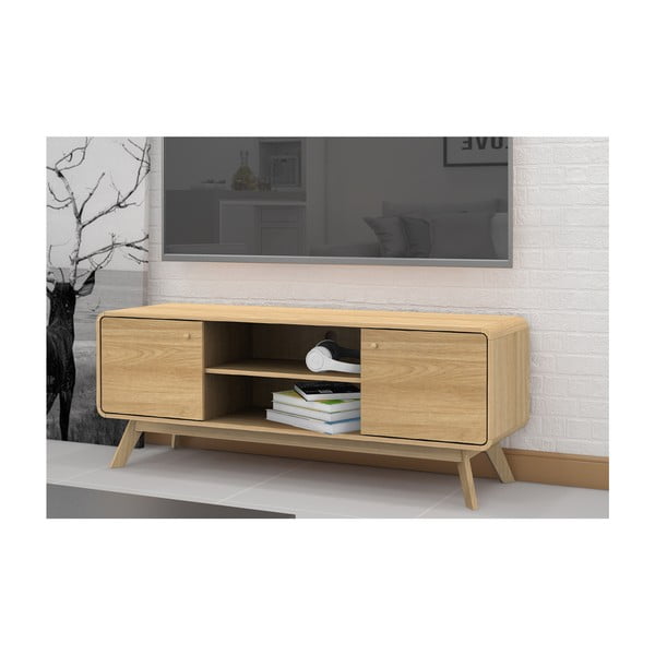 TV stol u dekoru hrasta u prirodnoj boji 140x53 cm Cassie - Støraa-image-4