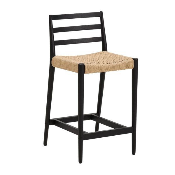 Crna/u prirodnoj boji barska stolica od punog hrasta (visine sjedala 65 cm) Analy – Kave Home