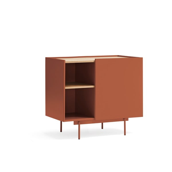 Ciglasta/u prirodnoj boji niska komoda u dekoru hrasta 90x78 cm Otto – Teulat-image-2