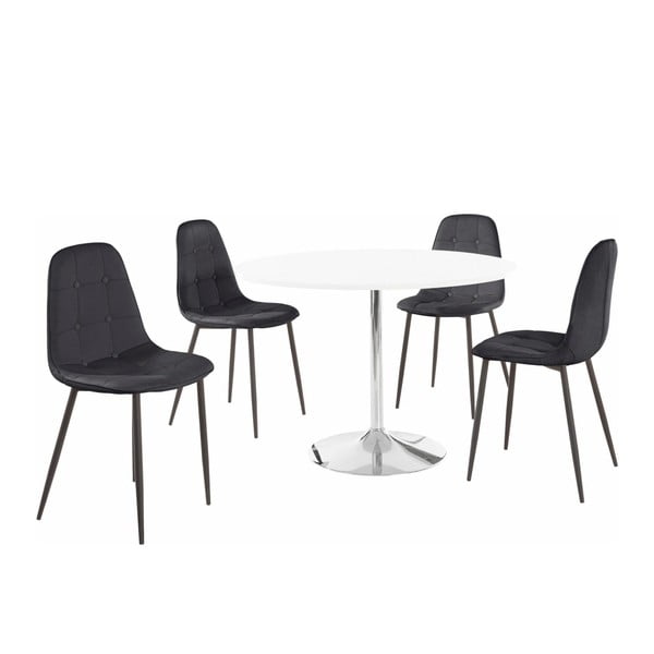 Set okruglog stola za blagovanje i 4 crne Støraa Terri stolice