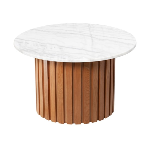 Stolić za kavu od bijelog mramora s hrastovom bazom RGE Moon, ⌀ 85 cm