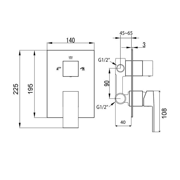 Ugrađena slavina za tuš u sjajno srebrnoj boji (s 3 izlaza) Latus – Sapho-image-1