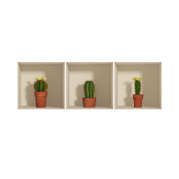 Set od 3 naljepnice s 3D efektom Ambiance Cactus-image-3