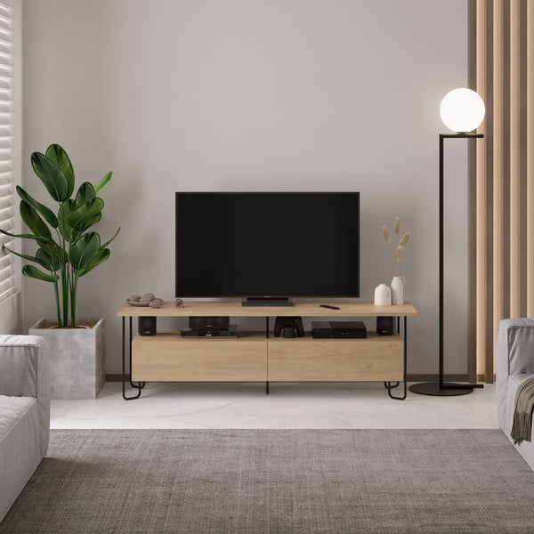 TV komoda u dekoru hrasta u prirodnoj boji 150x45 cm Dilly – Marckeric-image-1