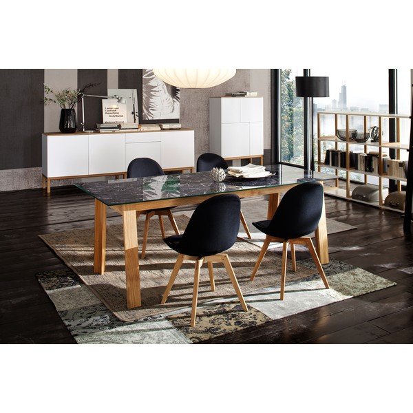 Bijela četverokrilna komoda s nogama od hrastovog drva Tenzo Patch, 92 x 138 cm-image-4