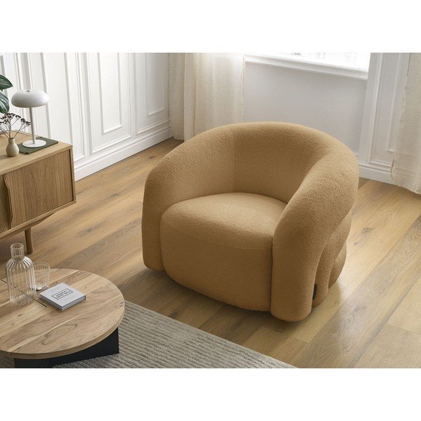 Senf žuta okretna fotelja od bouclé tkanine Elina – Bobochic Paris-image-1