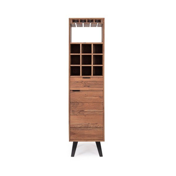 Vitrina za vino od masivnog bagrema u prirodnoj boji 45x180x40 cm Isar – Bizzotto
