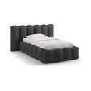 Antracitno sivi tapecirani krevet s prostorom za odlaganje s podnicom 90x200 cm Lupine – Micadoni 