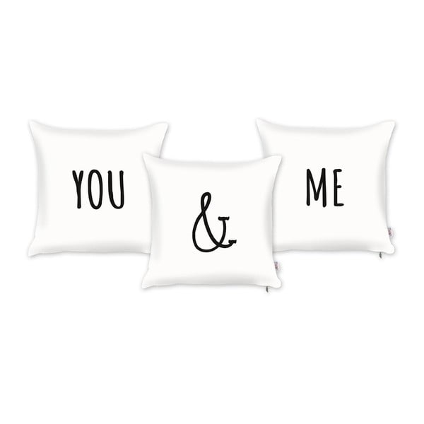 Set od 3 bijele jastučnice Mike & Co. NEW YORK You and Me, 43 x 43 cm