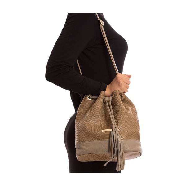 Sivo-smeđa kožna torbica Isabella Rhea Paolina-image-2