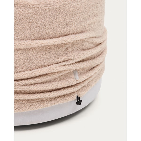 Svijetlo ružičasti tabure od bouclé tkanine Kaeli – Kave Home-image-2