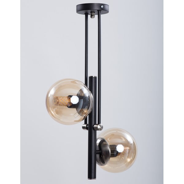 Crna stropna svjetiljka sa staklenim sjenilom ø 15 cm Libra – Squid Lighting-image-2