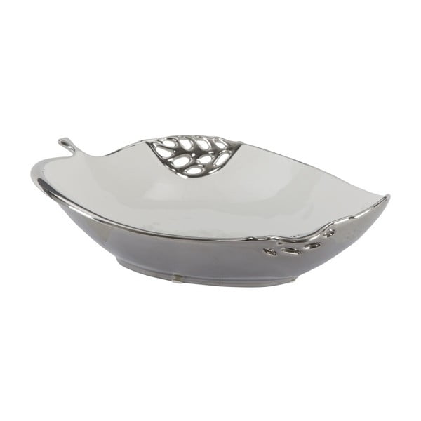 Bijelo-srebrna ukrasna keramička zdjela Mauro Ferretti Apple Grande