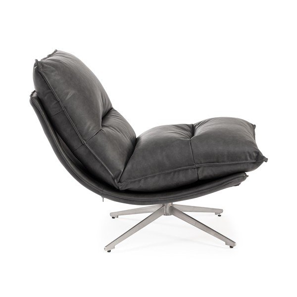 Tamno siva fotelja s prostorom za odlaganje od imitacije kože Alanez – Bizzotto-image-3