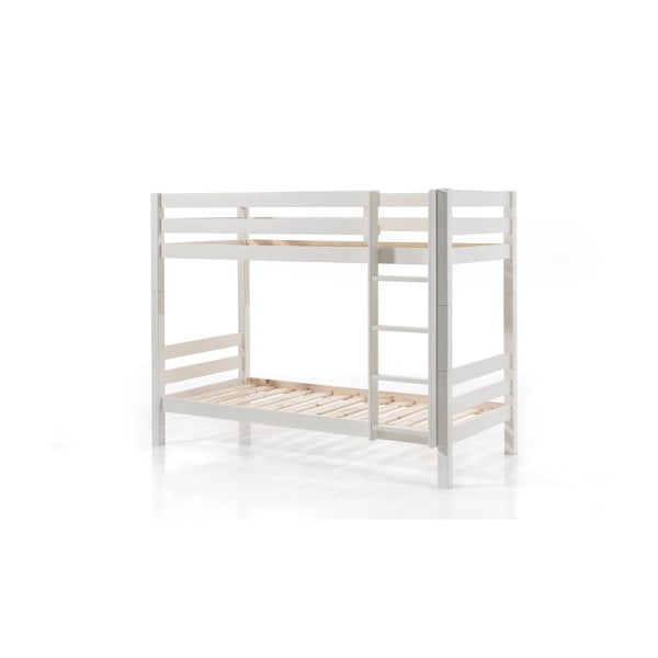 Bijeli dječji krevet od masivnog bora na kat/s dodatnim ležajem s prostorom za odlaganje 90x200 cm PINO – Vipack-image-3