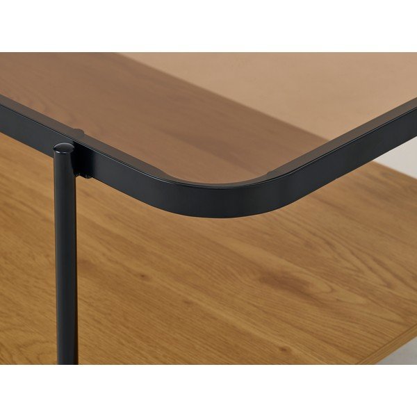Stolić za kavu sa staklenom pločom stola u prirodnoj boji 60x120 cm Hassel – Unique Furniture-image-1