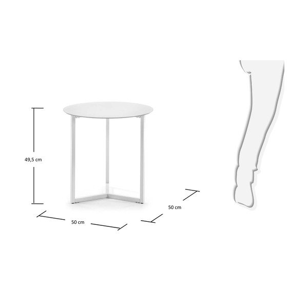 Bijeli stolić Kave Home Marae, ⌀ 50 cm-image-3