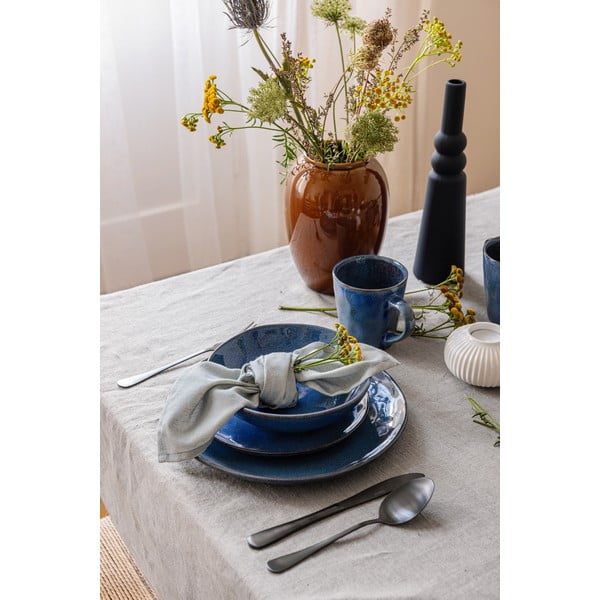 Tamno plavi blagovaonski set posuđa od kamenine 16 kom Glosia - Bonami Selection-image-1