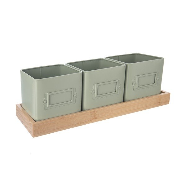 Metalne posude za cvijeće u setu 3 kom za bilje Greenish – Orion-image-3