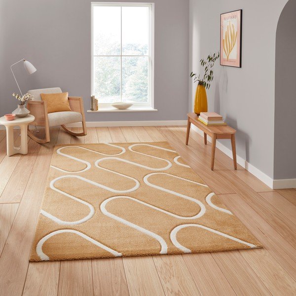 Oker žuti tepih 120x170 cm Linear Curve – Catherine Lansfield-image-2