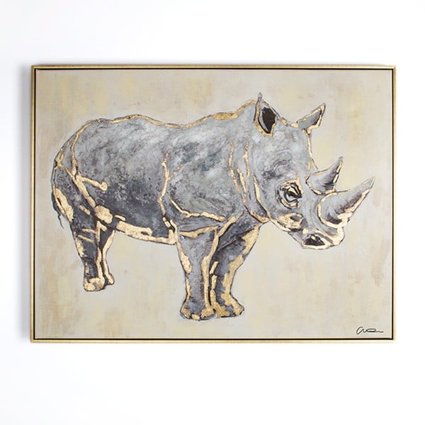 Ručno oslikana slika Graham & Brown Rhino, 80 x 60 cm