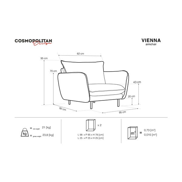 Bež fotelja Cosmopolitan Design Vienna-image-3