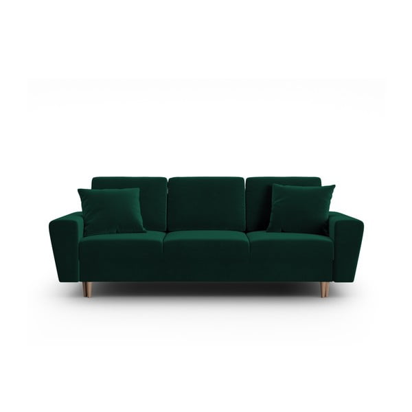 Zelena baršunasti sklopiva/s prostorom za odlaganje sofa 235 cm Kyoto – Cosmopolitan Design
