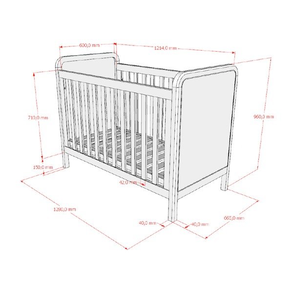 Dječji krevet s podesivom visinom 60x120 cm u prirodnoj boji Woods – Vipack-image-3