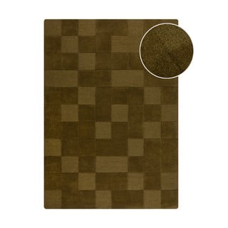 Kaki zeleni ručno rađen vunen tepih 160x230 cm Checkerboard – Flair Rugs