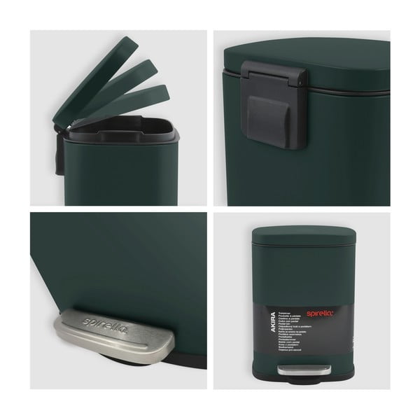 Tamno zelena željezna kanta za smeće s pedalom 5 l   Akira – Spirella-image-4