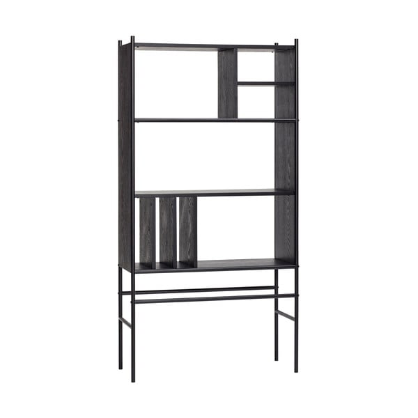 Crni ormar za knjige od jasenovog drveta Hübsch Divide , 79 x 160 cm