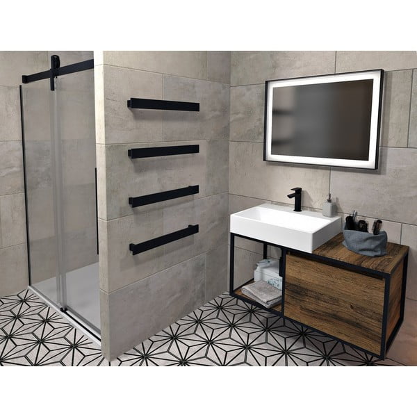 Mat crni zidni držač za ručnike Patron – Sapho-image-1