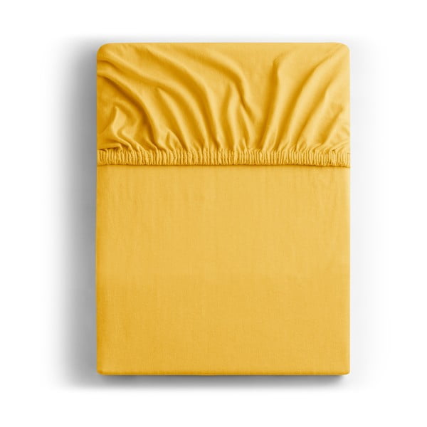 Žuta elastična plahta DecoKing Amber Collection, 120-140 x 200 cm
