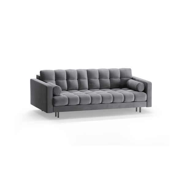 Svijetlo siva baršunasti sklopiva/s prostorom za odlaganje sofa 222 cm Bali – Cosmopolitan Design-image-3