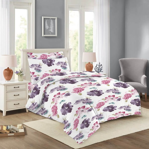 Ružičasto-ljubičasta pamučna posteljina za krevet za jednu osobu 140x200 cm Nela – Cotton House