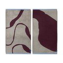 Bordo/sivo-bež ručnici u setu 2 kom od organskog pamuka od frotira 50x90 cm Nova Arte  – Mette Ditmer Denmark