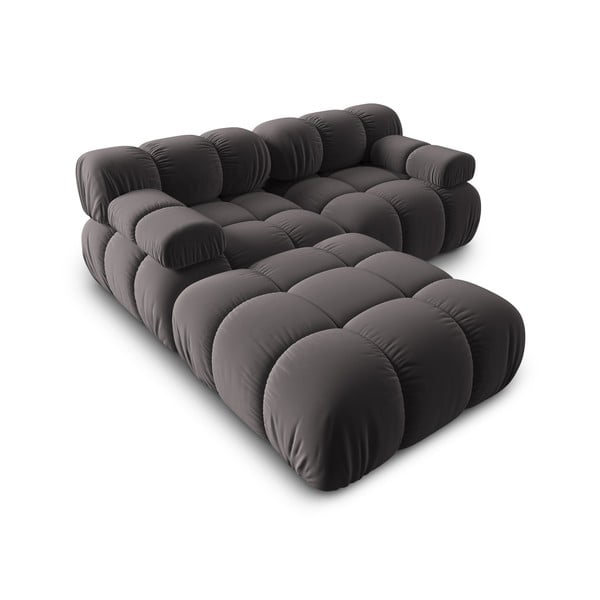 Tamno siva baršunasta kutna garnitura Bellis – Micadoni Home-image-4