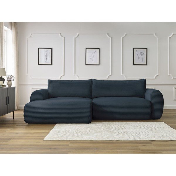 Tamno plava sklopiva kutna garnitura od samta (s lijevim kutom) Lucien – Bobochic Paris-image-1