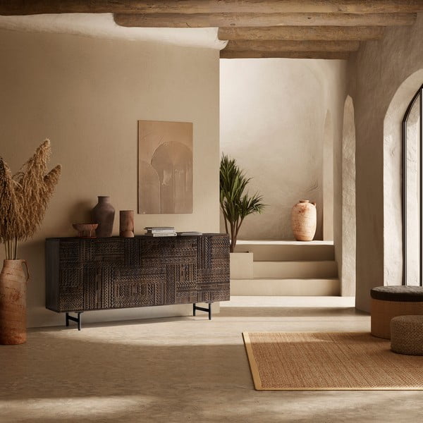 Tamno smeđa komoda od masivnog manga 160x75x40 cm Kalai – MOME-image-1