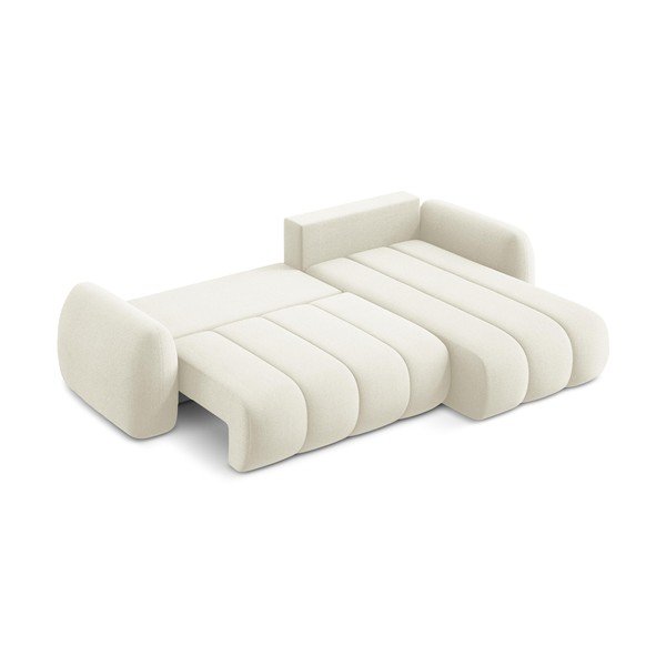 Bež sklopiva/s prostorom za pohranu kutna garnitura od bouclé tkanine (s desnim kutom/s ležaljkom) Pele – Makamii-image-4