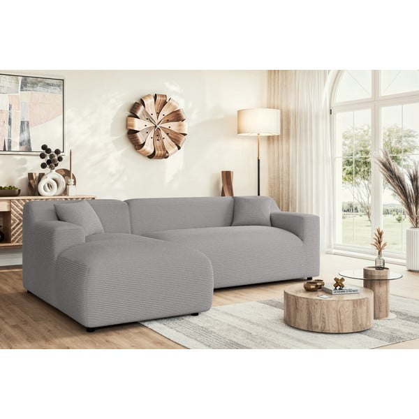 Svijetlo siva kutna garnitura od samta (s lijevim kutom/s ležaljkom) Martin – Ropez-image-1