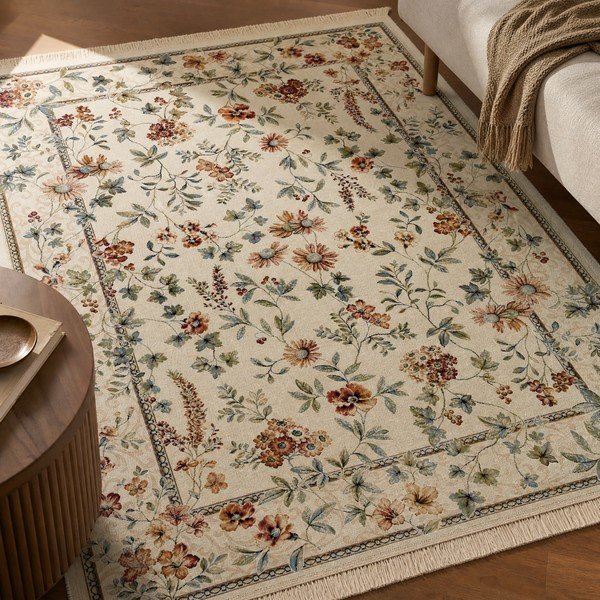 Krem tepih viskozan 160x230 cm Oriental Flowers – Nouristan-image-1
