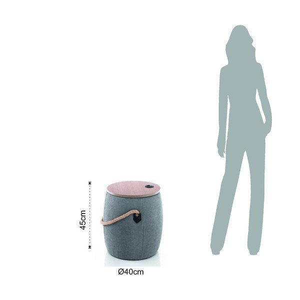 Sivi puf s prostorom za odlaganje Tomasucci Barril, ø 40 cm-image-4
