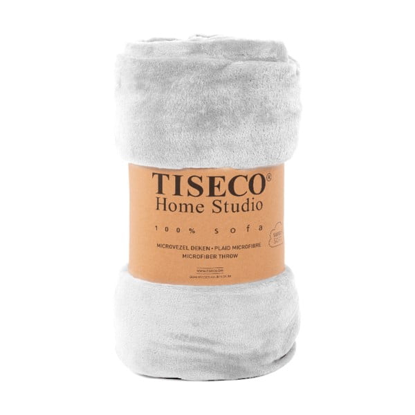 Svijetlo sivi prekrivač od mikropliša za bračni krevet 220x240 cm Cosy - Tiseco Home Studio