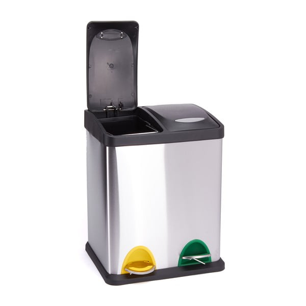 Željezna kanta za smeće 2x8 l za odvojeni otpad/s pedalom u mat srebrnoj boji   Tri Selectif – MSV-image-2