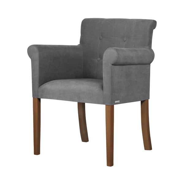 Siva stolica s tamnosmeđim nogama od bukve Ted Lapidus Maison Flacon