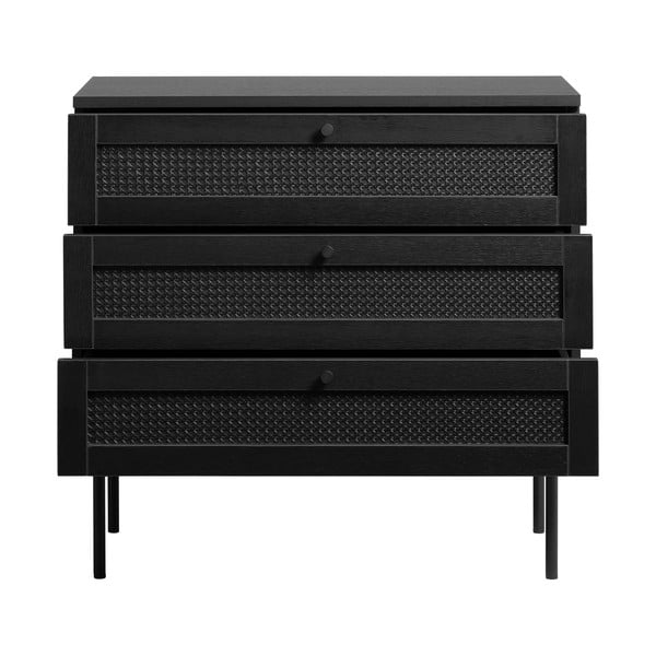 Crna niska komoda u dekoru hrasta 80x75 cm Pensacola - Unique Furniture-image-4