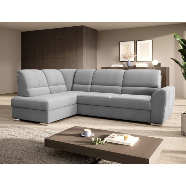 Siva baršunasti sklopiva/s prostorom za odlaganje kutna garnitura (s lijevim kutom/u obliku slova L) Siber – ELTAP-image-4