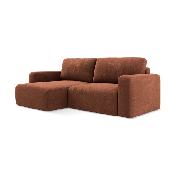 Sklopiva/s prostorom za odlaganje kutna garnitura od šenila boja terakote (s lijevim kutom/s ležaljkom) Kona – Makamii-image-2